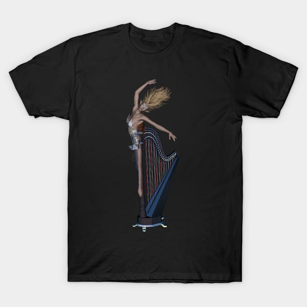 Music, wonderful fantasy harp with women T-Shirt by Nicky2342